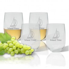 Carved Solutions Personalized Sailboat 14 Oz. Stemless Wine Glass WXH1573